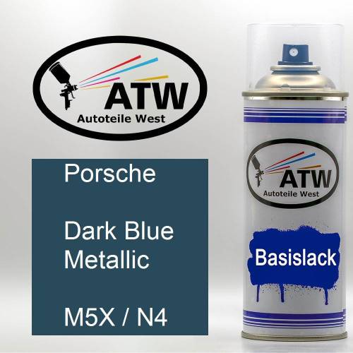 Porsche, Dark Blue Metallic, M5X / N4: 400ml Sprühdose, von ATW Autoteile West.